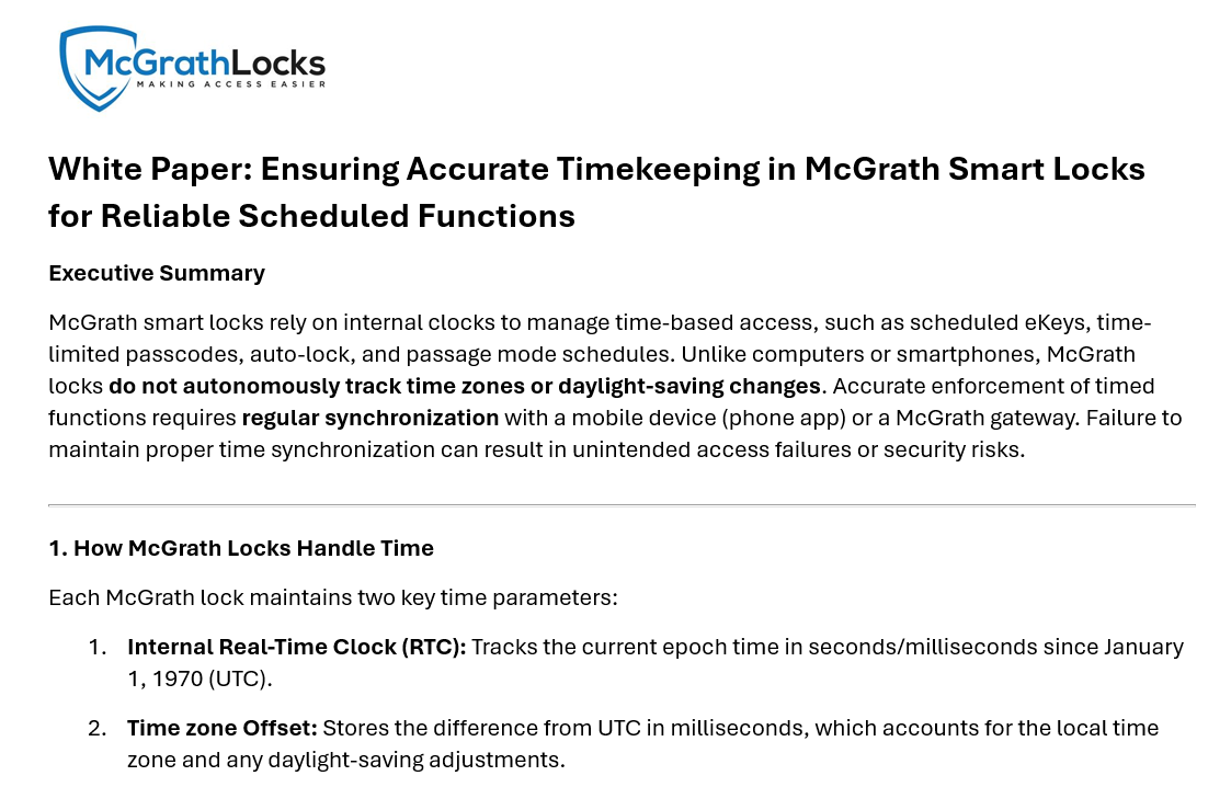 McGrath Locks - Ensuring Accurate Timekeeping and Reliable Scheduled Fuctions